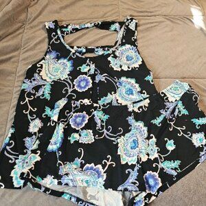 ND Intimates PJs Pajamas Tank Top and Shorts Elastic Waist Sz XL Flowers Floral